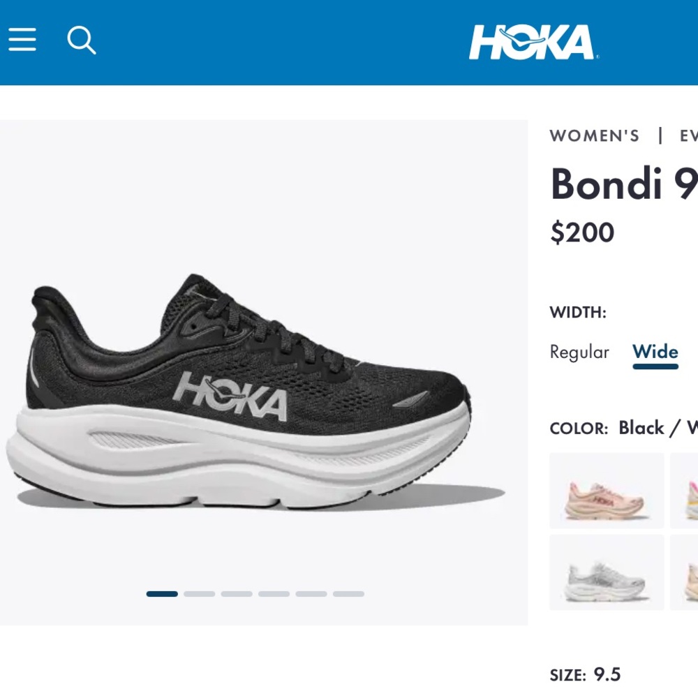 BRAND NEW Hoka Women's Bondi 9 Black Athletic Shoes SIZE 9.5